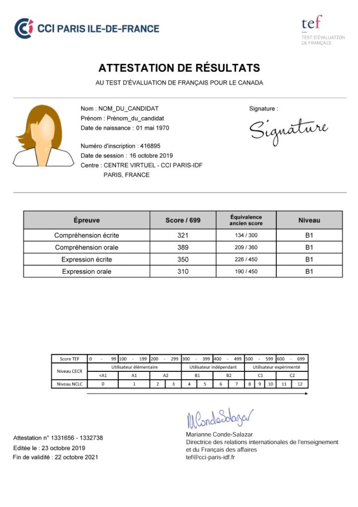 certificat tef sans examen 